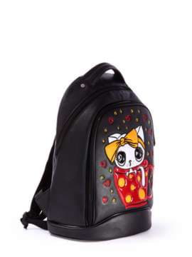 Жіночий рюкзак з вышивкою, модель 171305 чорний. Зображення товару, вид збоку.