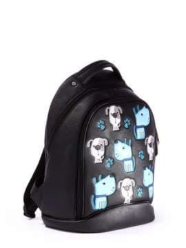 Стильний рюкзак з вышивкою, модель 171308 чорний. Зображення товару, вид збоку.