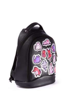 Шкільний рюкзак з вышивкою, модель 171309 чорний. Зображення товару, вид збоку.