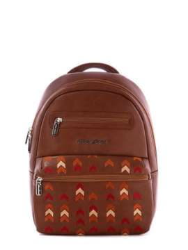 Модний рюкзак з вышивкою, модель 171373 коричневий. Зображення товару, вид спереду.