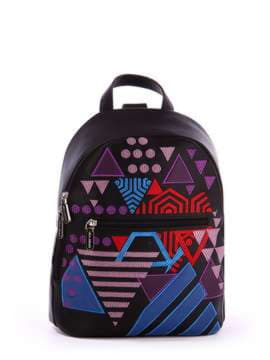 Стильний рюкзак з вышивкою, модель 171381 чорний. Зображення товару, вид спереду.