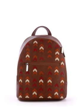 Шкільний рюкзак з вышивкою, модель 171383 коричневий. Зображення товару, вид спереду.
