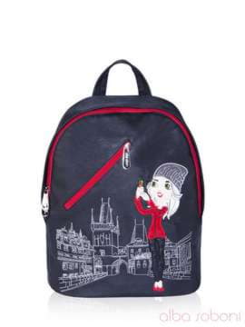 Шкільний рюкзак з вышивкою, модель 161230 чорний. Зображення товару, вид спереду.