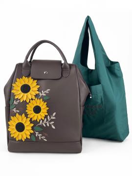 Фото товара: яскравий дует - рюкзак та шопер 250319 коричневий. Фото - 1.