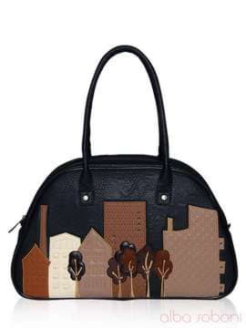Шкільна сумка - саквояж з вышивкою, модель 141641 чорний. Зображення товару, вид спереду.