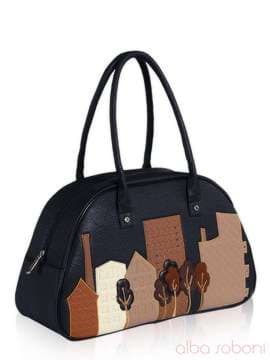 Шкільна сумка - саквояж з вышивкою, модель 141641 чорний. Зображення товару, вид збоку.