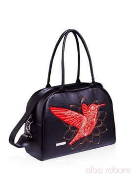 Шкільна сумка - саквояж з вышивкою, модель 151430 чорний. Зображення товару, вид збоку.