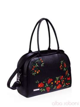 Шкільна сумка - саквояж з вышивкою, модель 151432 чорний. Зображення товару, вид збоку.