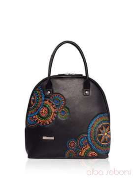 Молодіжна сумка з вышивкою, модель 151441 чорний. Зображення товару, вид спереду.