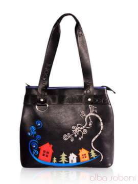 Брендова сумка з вышивкою, модель 151471 чорний. Зображення товару, вид спереду.