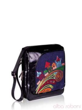 Шкільна сумка з вышивкою, модель 151490 чорний. Зображення товару, вид збоку.