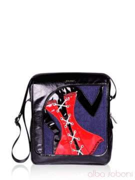 Стильна сумка з вышивкою, модель 151491 чорний. Зображення товару, вид спереду.