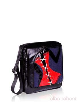 Стильна сумка з вышивкою, модель 151491 чорний. Зображення товару, вид збоку.