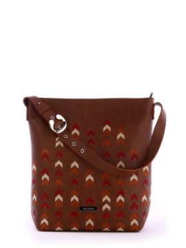 Брендова сумка з вышивкою, модель 171393 коричневий. Зображення товару, вид спереду.