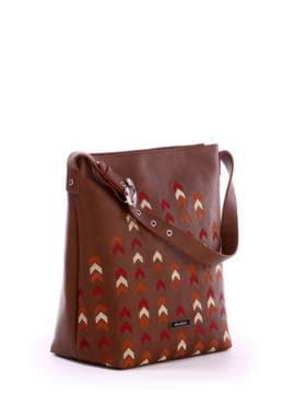 Брендова сумка з вышивкою, модель 171393 коричневий. Зображення товару, вид збоку.