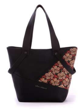 Модна сумка з вышивкою, модель 171503 чорний. Зображення товару, вид спереду.