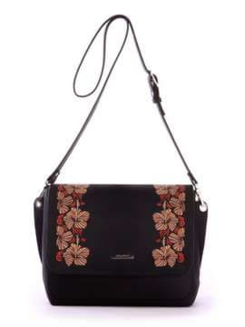 Стильна сумка з вышивкою, модель 171523 чорний. Зображення товару, вид спереду.