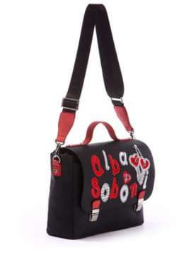 Шкільна молодіжна сумка-портфель з вышивкою, модель 171331 чорний. Зображення товару, вид спереду.