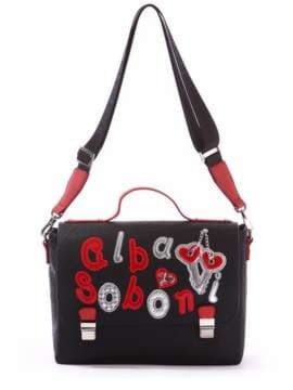 Шкільна молодіжна сумка-портфель з вышивкою, модель 171331 чорний. Зображення товару, вид збоку.