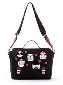 Шкільна молодіжна сумка-портфель з вышивкою, модель 171334 чорний. Зображення товару, вид збоку.