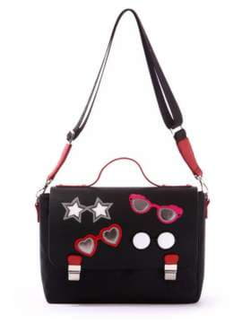 Стильна молодіжна сумка-портфель з вышивкою, модель 171335 чорний. Зображення товару, вид збоку.