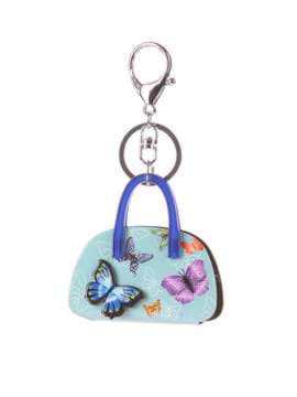 Молодіжний брелок сумочка з метеликами блакитний. Зображення товару, вид 1