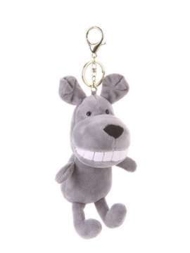 Модний брелок мяка іграшка собака що посміхається сірий. Зображення товару, вид 1
