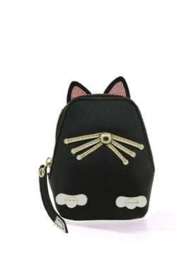 Модний брелок гаманець кішка з вусами чорний. Зображення товару, вид 1