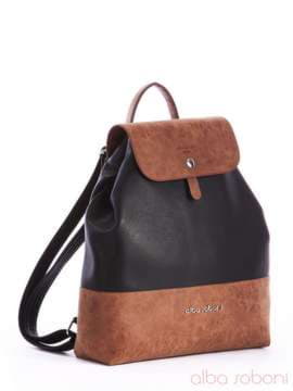 Модний рюкзак, модель 162035 чорно-коричневий. Зображення товару, вид спереду.