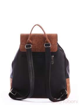 Модний рюкзак, модель 162035 чорно-коричневий. Зображення товару, вид збоку.