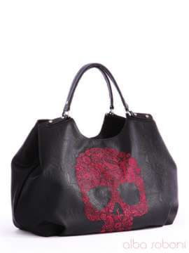 Брендова сумка з вышивкою, модель 162401 чорний. Зображення товару, вид спереду.