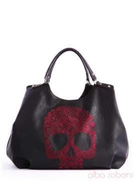 Брендова сумка з вышивкою, модель 162401 чорний. Зображення товару, вид збоку.