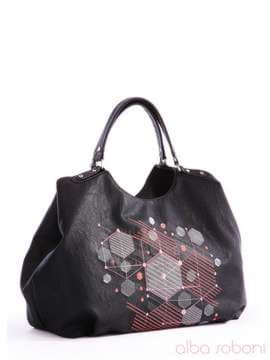 Молодіжна сумка з вышивкою, модель 162402 чорний. Зображення товару, вид спереду.