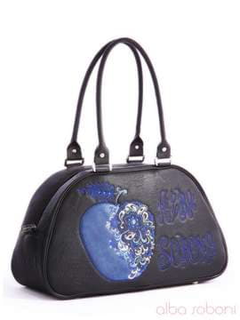 Модна сумка з вышивкою, модель 162410 чорний. Зображення товару, вид спереду.