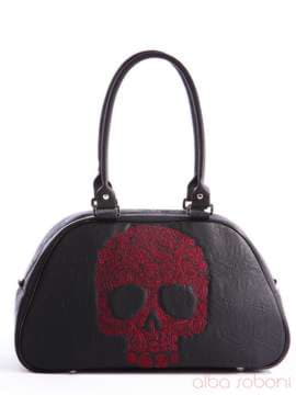 Молодіжна сумка з вышивкою, модель 162411 чорний. Зображення товару, вид збоку.