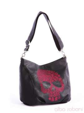 Модна сумка з вышивкою, модель 162421 чорний. Зображення товару, вид спереду.