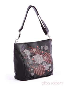 Брендова сумка з вышивкою, модель 162422 чорний. Зображення товару, вид спереду.
