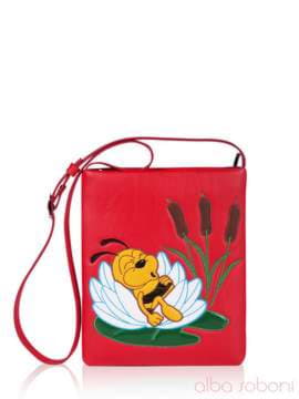 Стильна дитяча сумочка з вышивкою, модель 0093 червоний. Зображення товару, вид спереду.