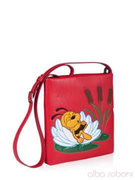 Стильна дитяча сумочка з вышивкою, модель 0093 червоний. Зображення товару, вид збоку.