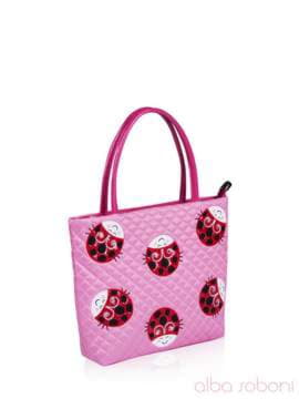 Стильна дитяча сумочка з вышивкою, модель 0301 рожевий. Зображення товару, вид збоку.
