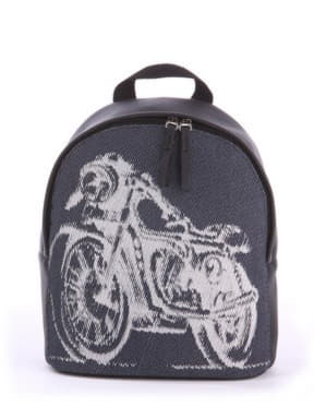 Стильний дитячий рюкзак з вышивкою, модель 0681 чорний. Зображення товару, вид спереду.