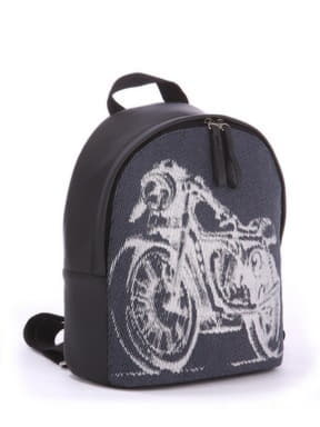 Стильний дитячий рюкзак з вышивкою, модель 0681 чорний. Зображення товару, вид збоку.