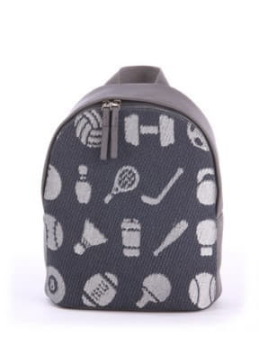 Стильний дитячий рюкзак з вышивкою, модель 0682 сірий. Зображення товару, вид спереду.
