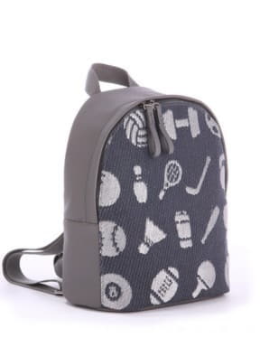 Стильний дитячий рюкзак з вышивкою, модель 0682 сірий. Зображення товару, вид збоку.