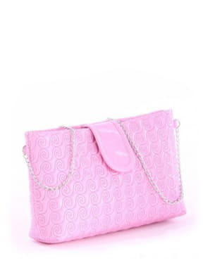 Стильна дитяча сумочка з вышивкою, модель 0623 рожевий. Зображення товару, вид спереду.