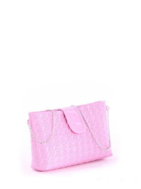 Стильна дитяча сумочка з вышивкою, модель 0633 рожевий. Зображення товару, вид спереду.