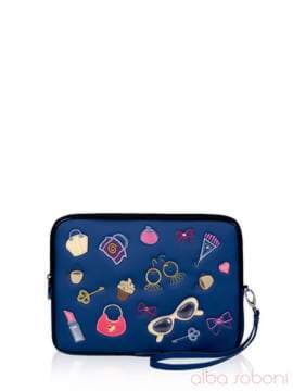 Модна сумка для планшета з вышивкою, модель 141020 синій. Зображення товару, вид спереду.