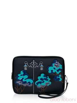 Жіноча сумка для планшета з вышивкою, модель 141021 чорний. Зображення товару, вид спереду.