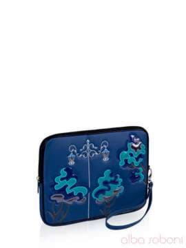 Шкільна сумка для планшета з вышивкою, модель 141021 синій. Зображення товару, вид збоку.