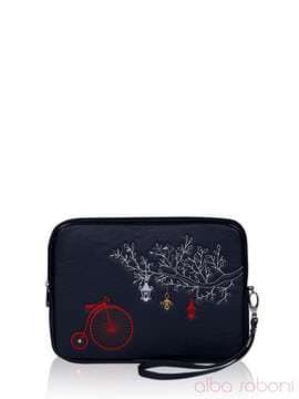 Жіноча сумка для планшета з вышивкою, модель 141042 чорний. Зображення товару, вид спереду.